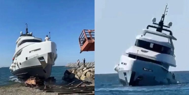 “Проблеми багатих”: розкішна яхта затонула через секунди після спуску на воду
